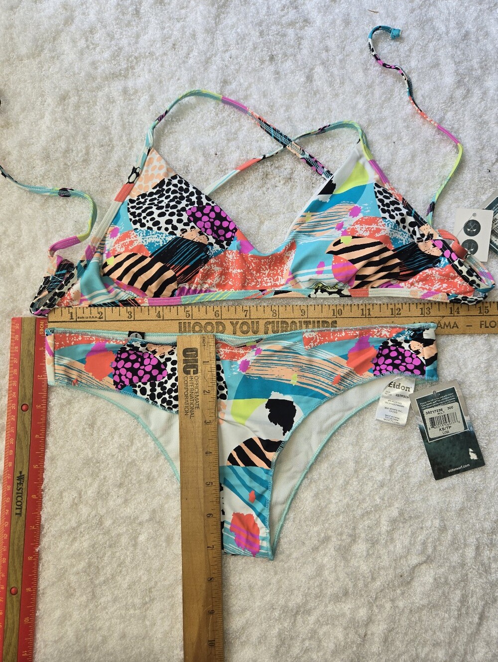 NWT Multicolor Abstract "MADISON" Top And "LUNA" Bikini Set
